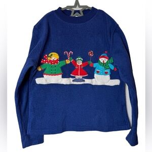 Y2K Christie Brooks Snowman & Skater Crewneck 7-8 Girls
